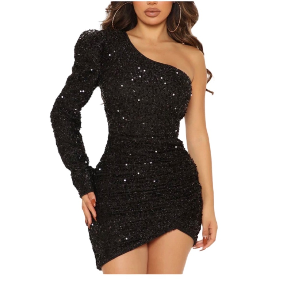 Black Sequin DRESS - NWT -Large